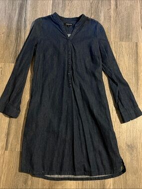 Jessica Long-Sleeve Denim Shirt Dress 100% cotton w/ side pockets